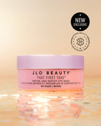JLO Beauty That First Take Define and Depuff Eye Mask  with a water ripple effect and award badges '2025 Beauty Innovation Award'.