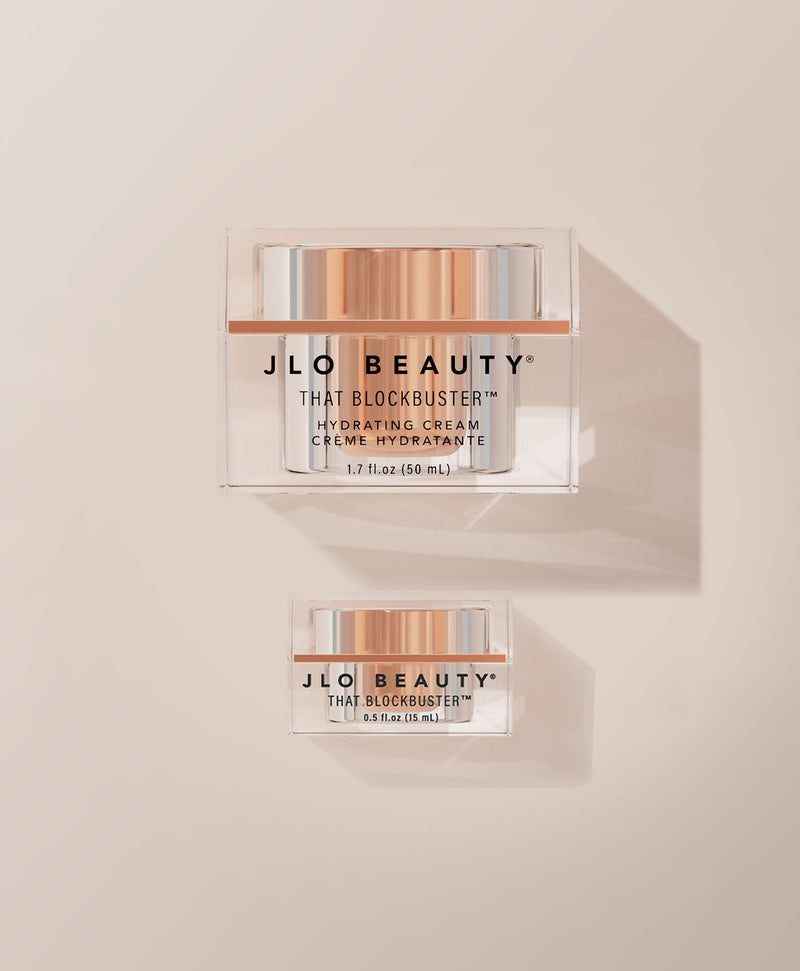 A picture showing a Large and a small jar of JLO Beauty That Block Buster