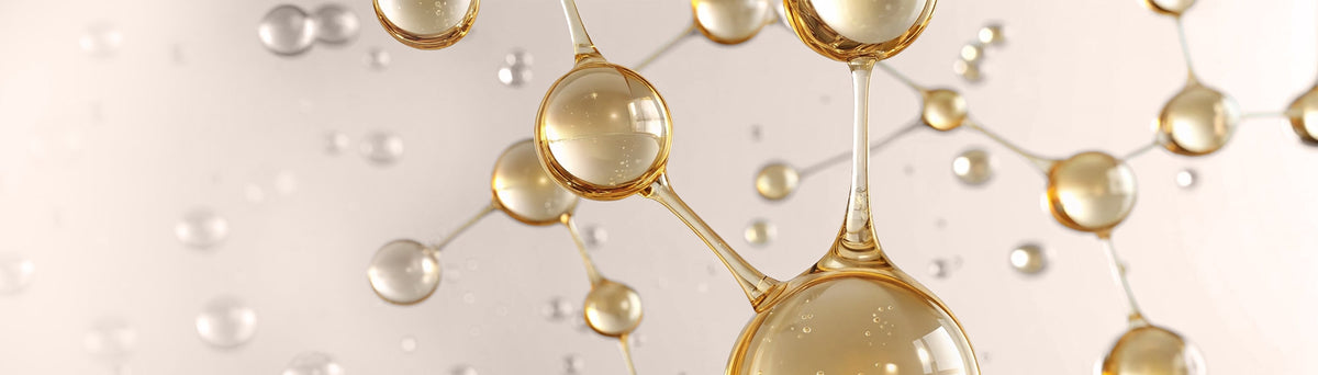A close up of small peptide droplets.