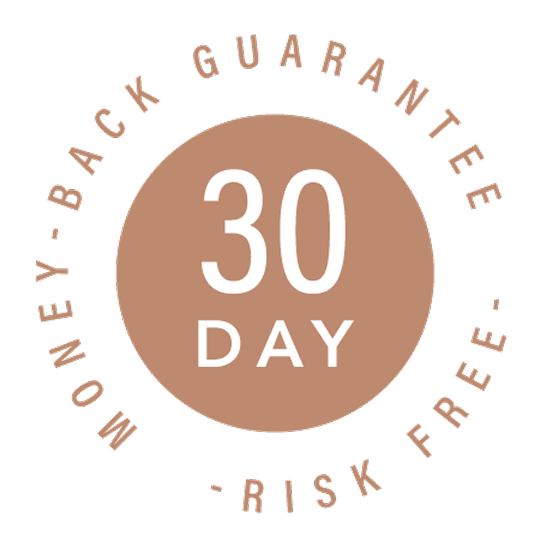 Icon graphic showing 30 day money back guarantee risk free. 