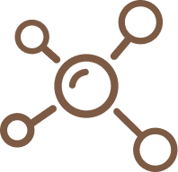 A brown abstract icon of circles
